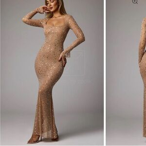 Sequin Oh Polly Nude dress with matching slip dress underneath